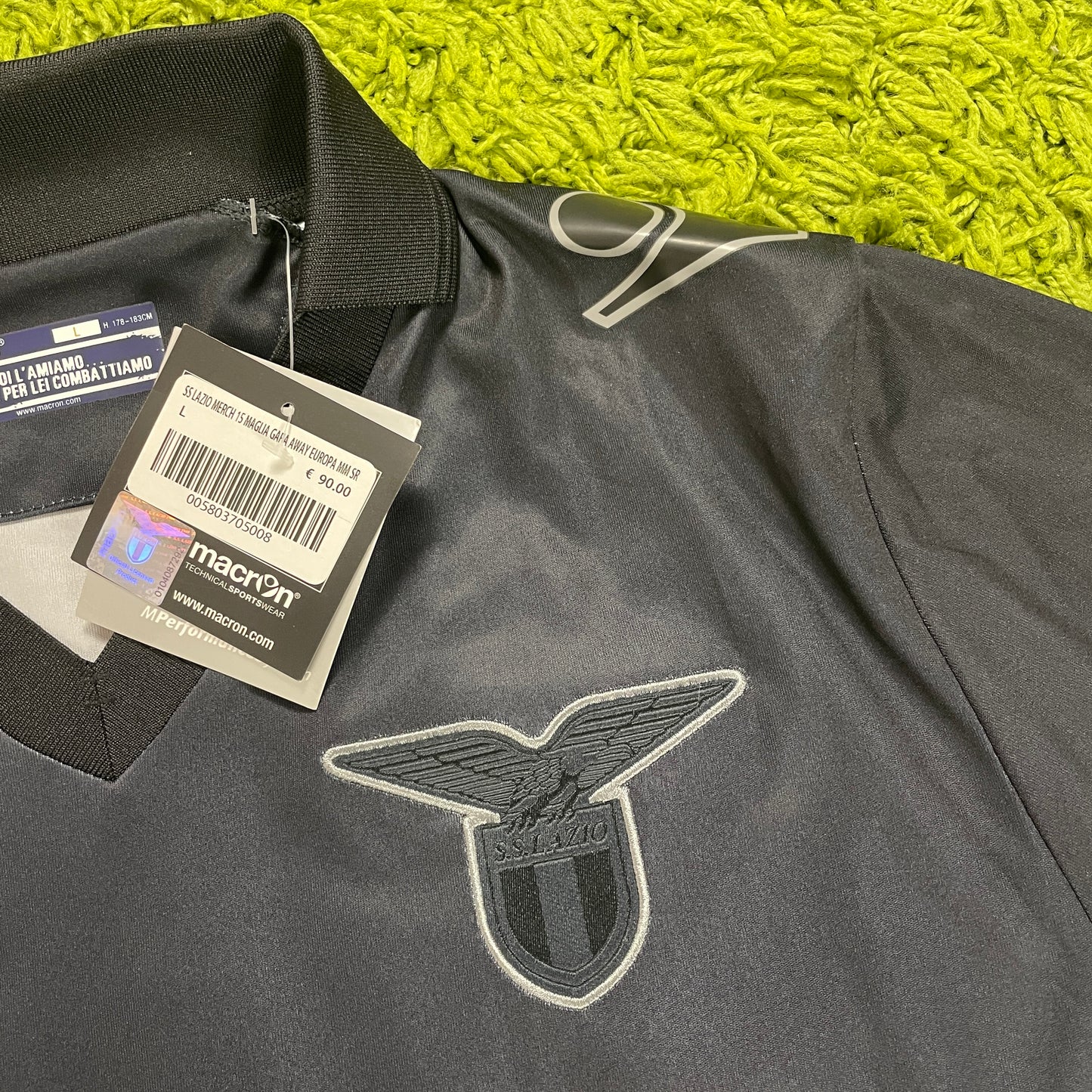 Macron SS Lazio Rom Trikot schwarz black on black Größe L 2015 2016