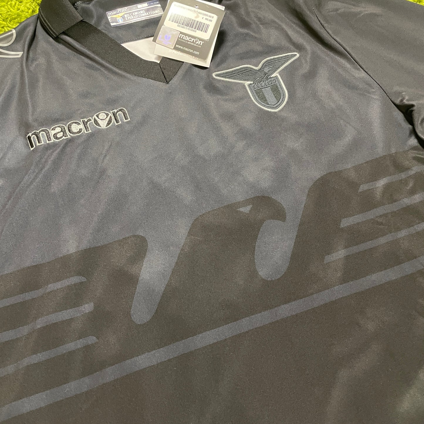 Macron SS Lazio Rom Trikot schwarz black on black Größe L 2015 2016