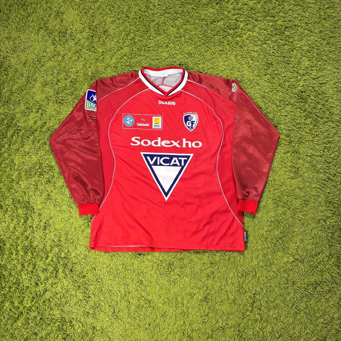 Duarig Grenoble Foot 38 André matchworn Trikot rot Größe XXL 2003 2004