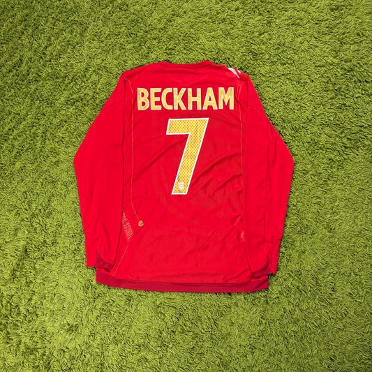 Umbro England Beckham Trikot Langarm rot Größe M 2004 2006