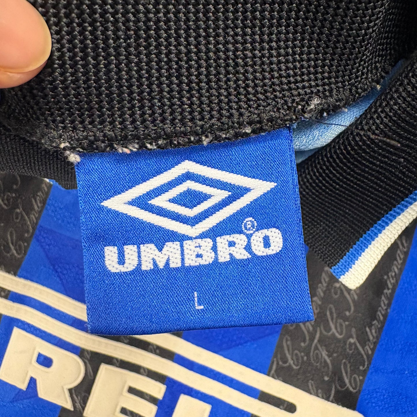 Umbro Inter Mailand Milan Ronaldo R10 Trikot blau schwarz Größe L 1997 1998