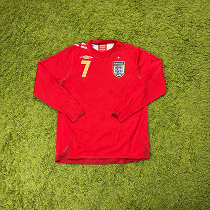 Umbro England Beckham Trikot Langarm rot Größe M 2004 2006
