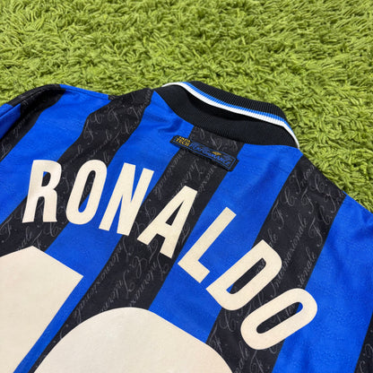 Umbro Inter Mailand Milan Ronaldo R10 Trikot blau schwarz Größe L 1997 1998