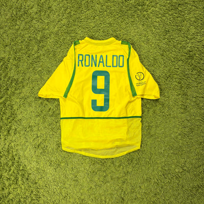 Nike Brasilien Ronaldo Trikot Gelb Größe M 2002 Player Version Spielertrikot