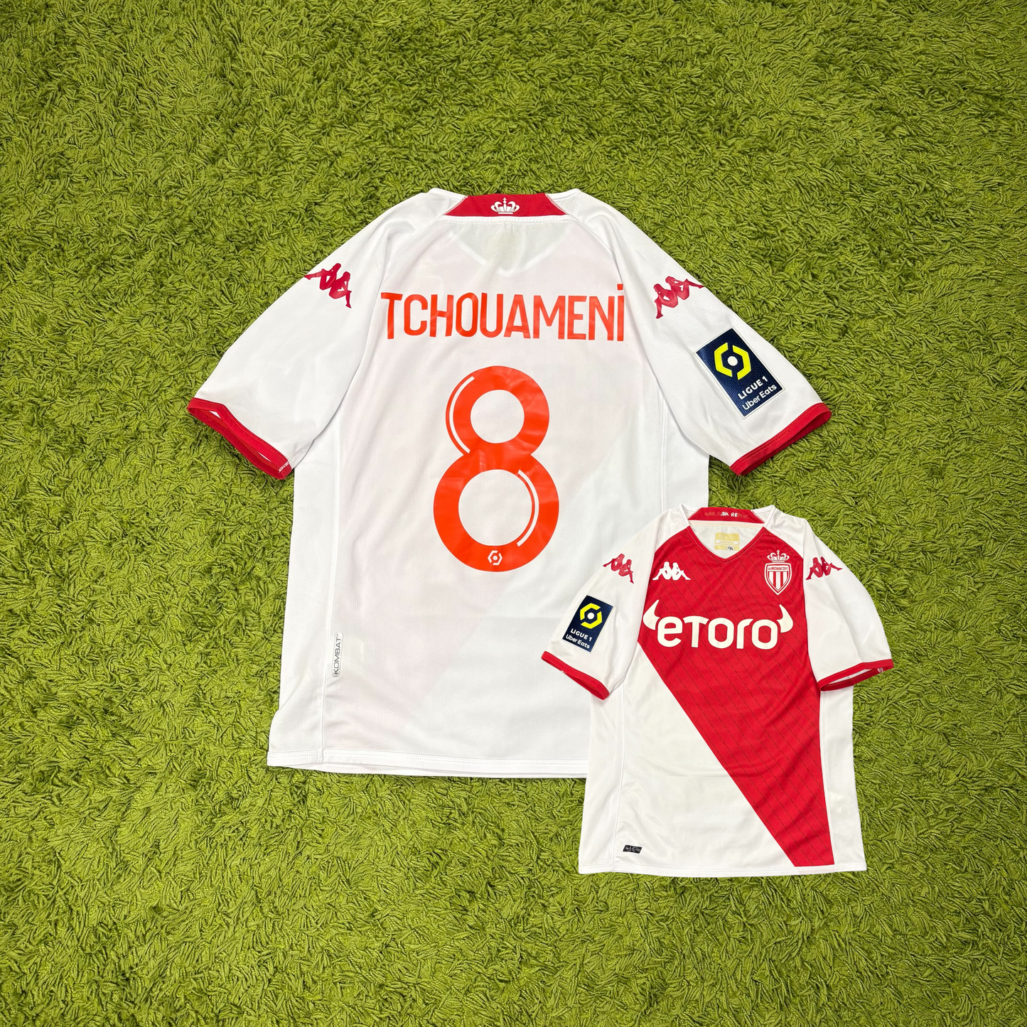 Kappa AS Monaco Tchouameni Trikot Weiß rot Größe M 2020 2021