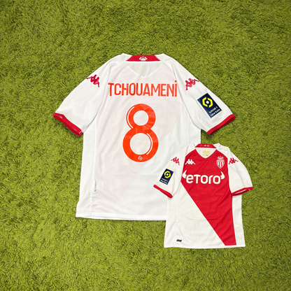 Kappa AS Monaco Tchouameni Trikot Weiß rot Größe M 2020 2021