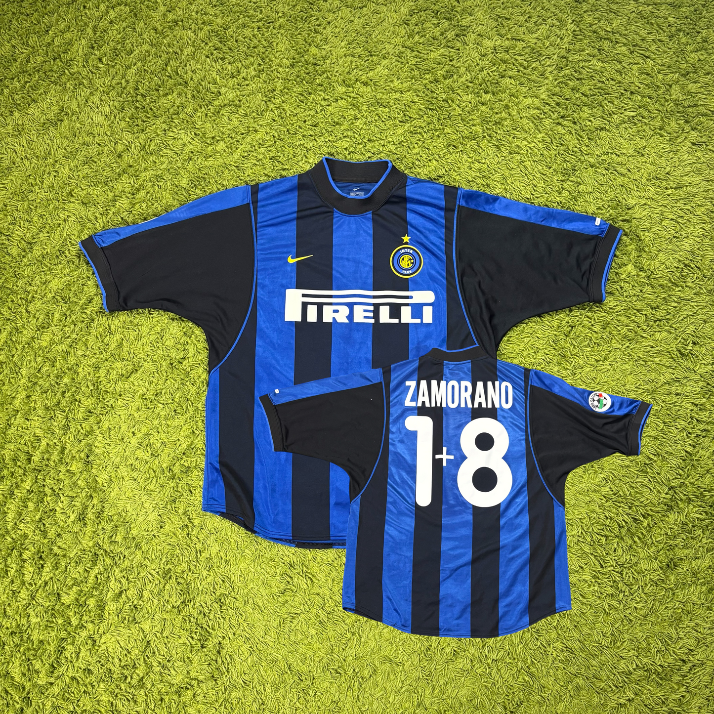 Nike Inter Mailand Milan Zamorano Trikot blau schwarz Größe L 2000 2001