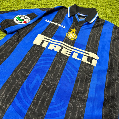 Umbro Inter Mailand Milan Ronaldo R10 Trikot blau schwarz Größe L 1997 1998