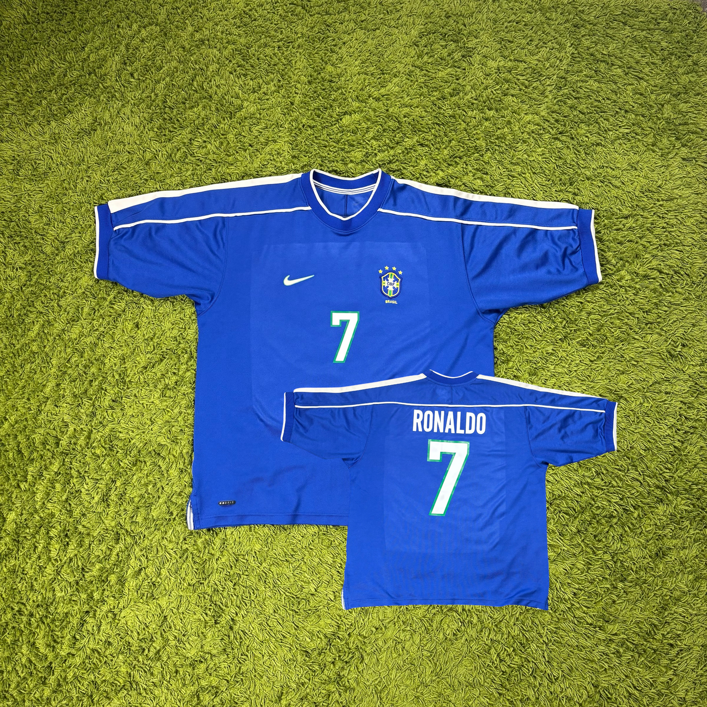 Nike Brasilien Ronaldo (Ronaldinho) Trikot blau Größe XL 1998
