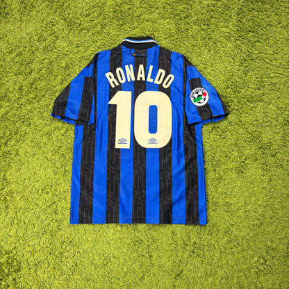 Umbro Inter Mailand Milan Ronaldo R10 Trikot blau schwarz Größe L 1997 1998