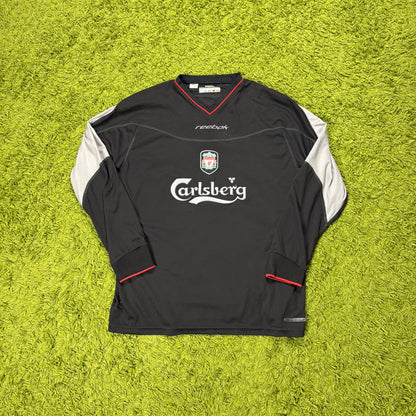 Reebok FC Liverpool Trikot Langarm grau schwarz Größe XL 2002 2004