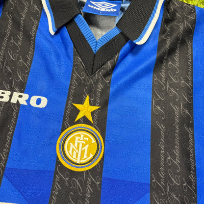Umbro Inter Mailand Milan Ronaldo R10 Trikot blau schwarz Größe L 1997 1998