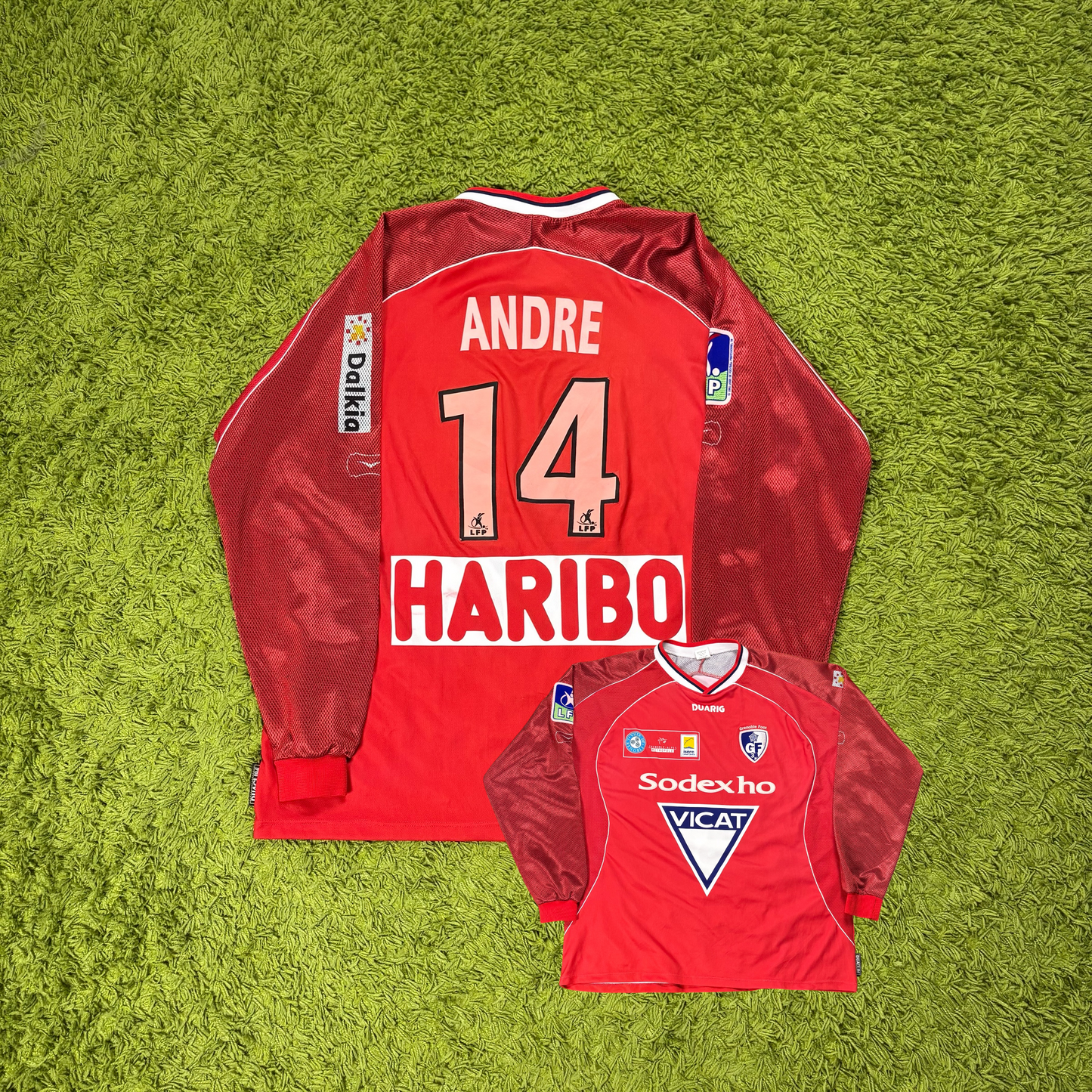 Duarig Grenoble Foot 38 André matchworn Trikot rot Größe XXL 2003 2004