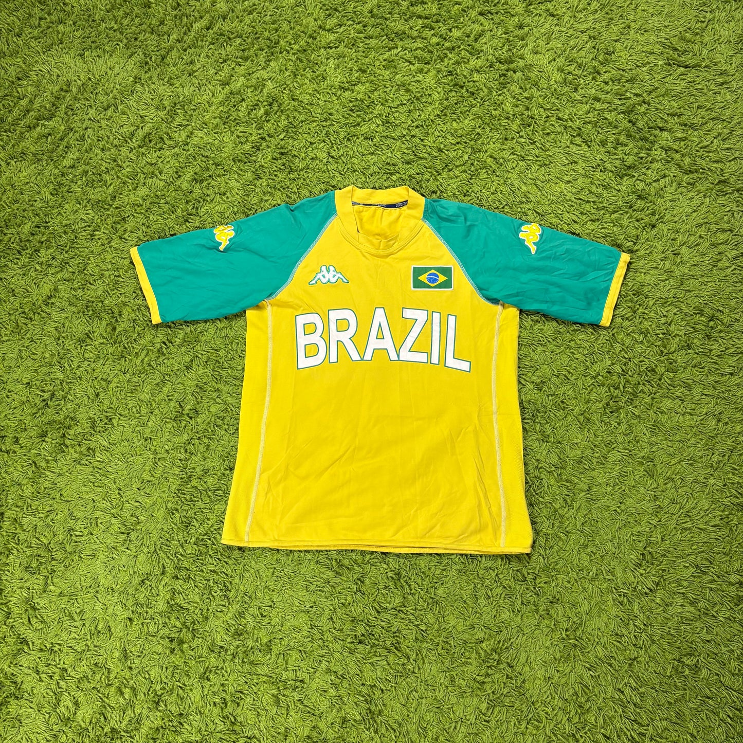 Kappa Brasilien Trikot t Shirt gelb Größe L