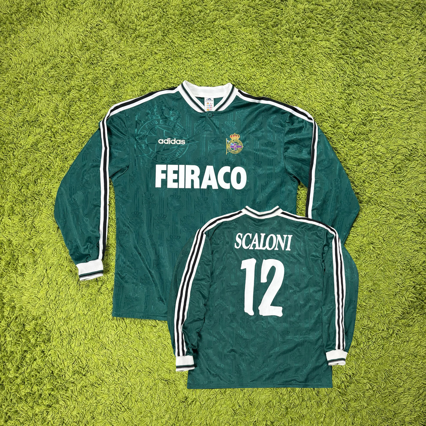 Adidas Deportivo La Coruna Scalomi Trikot Grün Größe XL Langarm 1999 2000