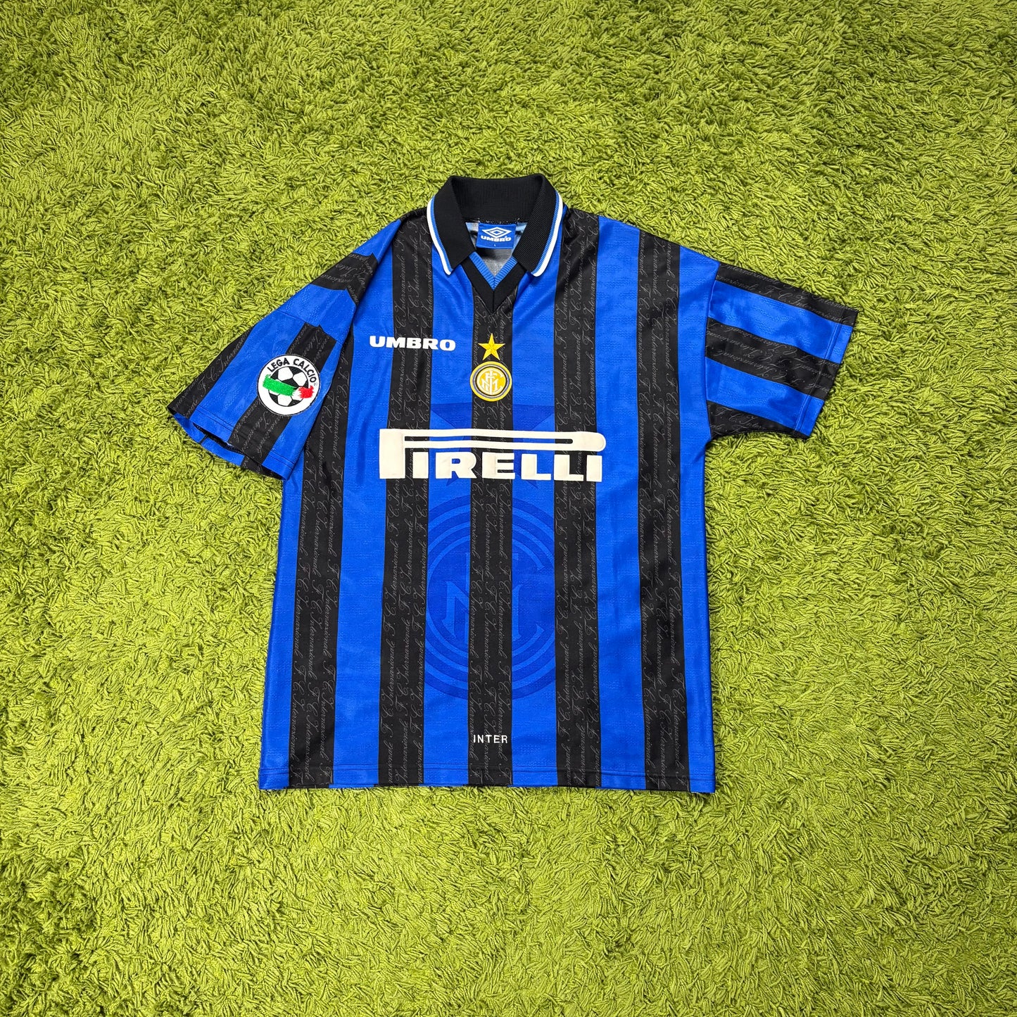 Umbro Inter Mailand Milan Ronaldo R10 Trikot blau schwarz Größe L 1997 1998