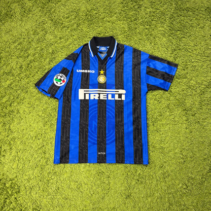 Umbro Inter Mailand Milan Ronaldo R10 Trikot blau schwarz Größe L 1997 1998