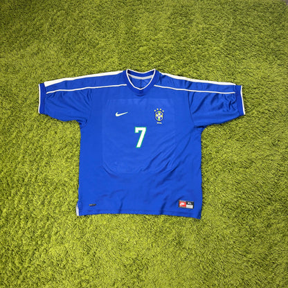 Nike Brasilien Ronaldo (Ronaldinho) Trikot blau Größe XL 1998