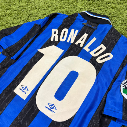 Umbro Inter Mailand Milan Ronaldo R10 Trikot blau schwarz Größe L 1997 1998