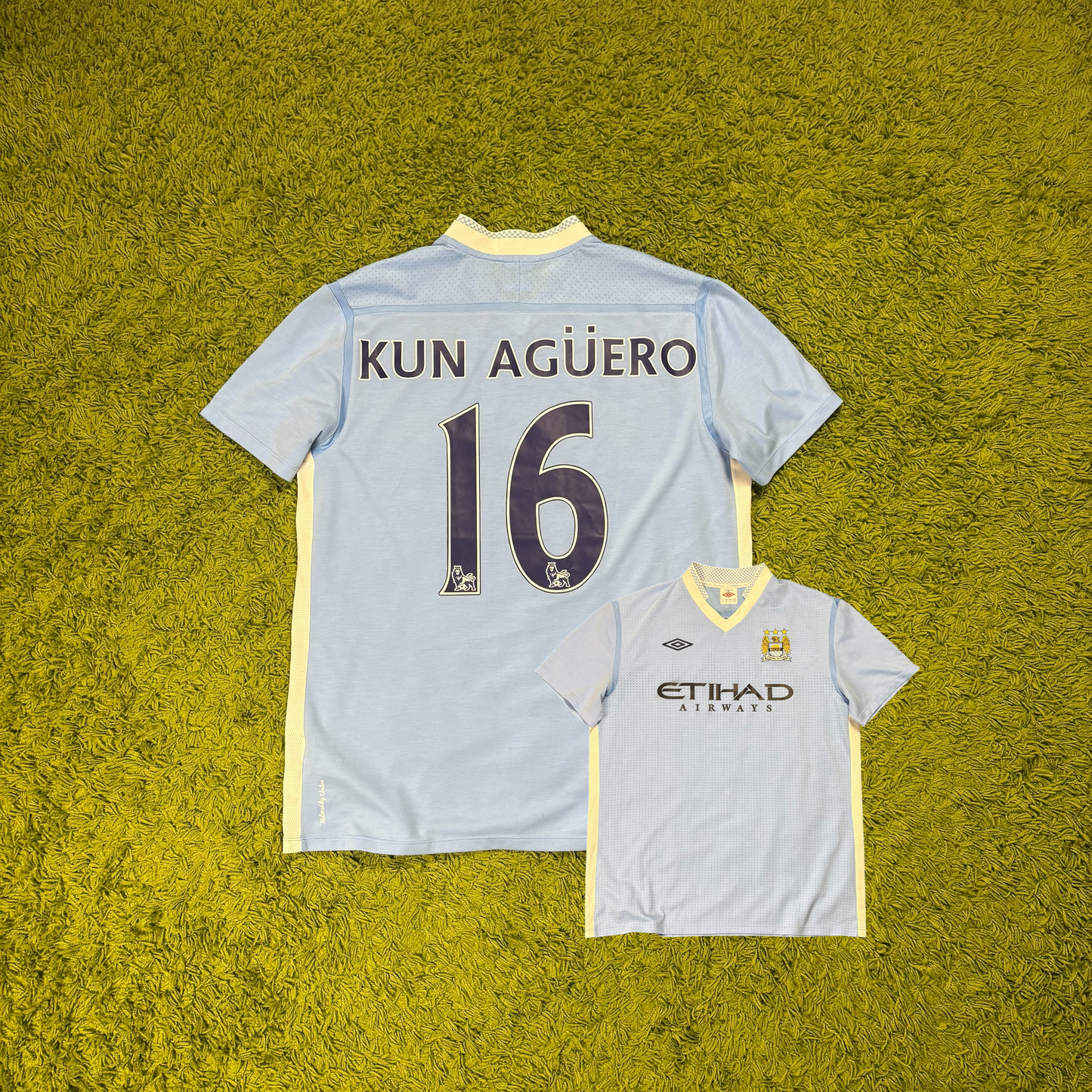 Umbro Manchester City Kun Agüero Trikot hell blau Größe XL 2011 2012