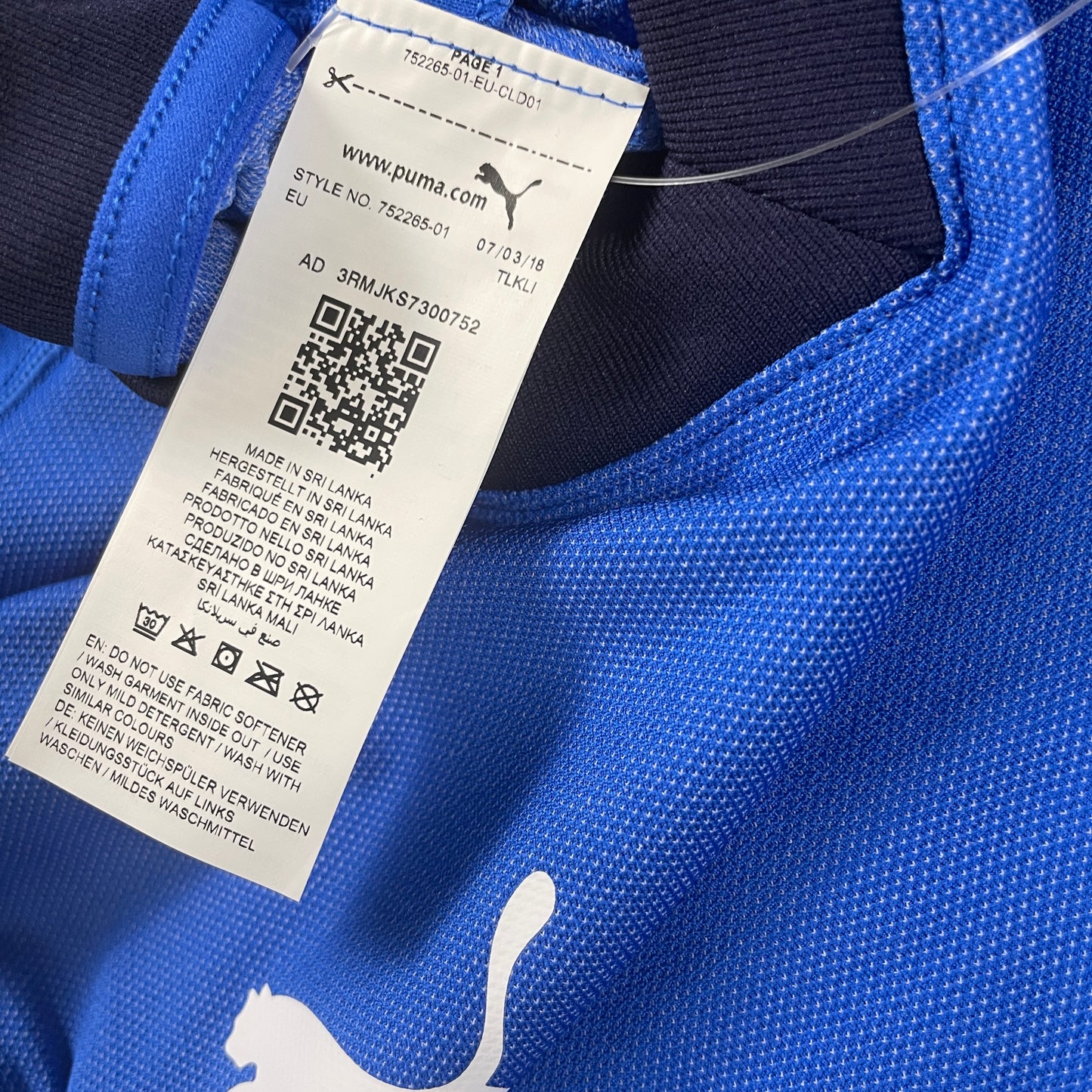 Puma Italien Trikot Spielertrikot blau Größe L 2018